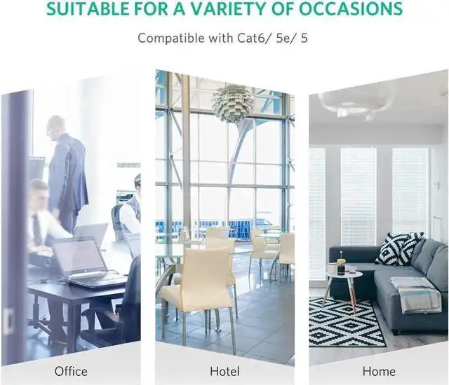 Alt view image 5 of 6 - JAENFONGEthernet Extension Cable - 2Pack Ethernet LAN Male to Female Network Cable RJ45 Cat6 Extension Patch Cable Extender Cord 1FT/30CM