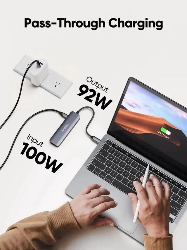 Alt view image 5 of 6 - JAENFONG  USB C Hub, CableCreation 5-in-1 USB C to HDMI Multiport Adapter, 100W PD, 3 USB 3.0 Ports for MacBook Pro, MacBook Air M1/M2, iPad Pro, Surface Pro, XPS