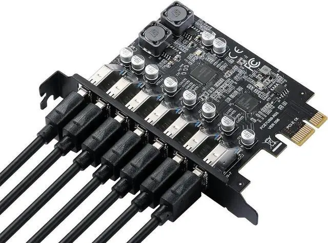 Alt view image 6 of 6 - PCIe to 7 Ports USB 3.0USB Expansion Card, PCI-e x1 to 5Gbps USB Hub Controller Adapter for Windows 11/10/8/7/XP/Vista,with Full-Profile PCI Slot Cover