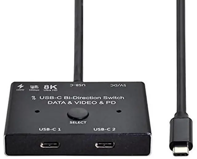 Alt view image 2 of 6 - JAENFONG USB-C Type-C Bi-Direction Switch MST 1 to 2 Hub Support Video Data PD 8K@30hz 100W 10Gbps
