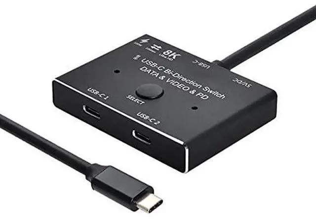 Alt view image 6 of 6 - JAENFONG USB-C Type-C Bi-Direction Switch MST 1 to 2 Hub Support Video Data PD 8K@30hz 100W 10Gbps