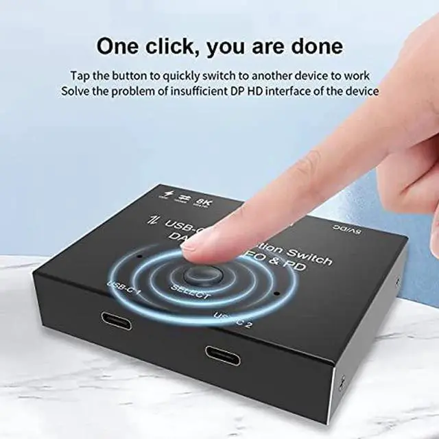 Alt view image 5 of 6 - JAENFONG USB-C Type-C Bi-Direction Switch MST 1 to 2 Hub Support Video Data PD 8K@30hz 100W 10Gbps