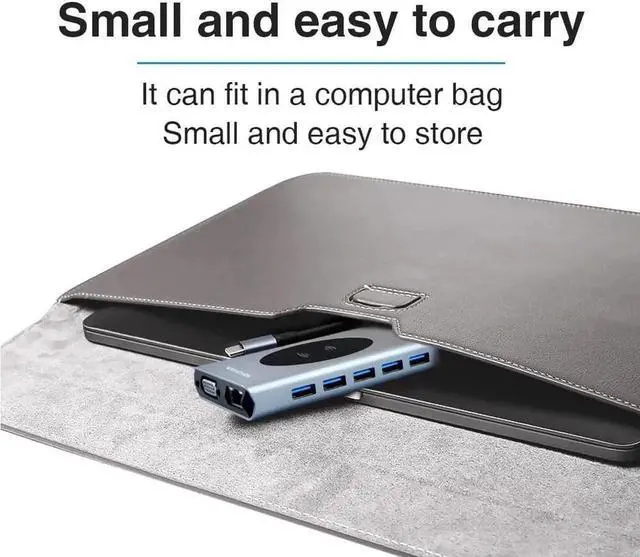 Alt view image 6 of 7 - USB C Hub, Multiport Adapter USB C Dongle for MacBook Pro, 14 in 1 USB C to Dual HDMI Adapter with Ethernet VGA PD Port 5xUSB3.0 SD/TF Card Reader Wireless Charging and 3.5mm Audio for Type C Laptops