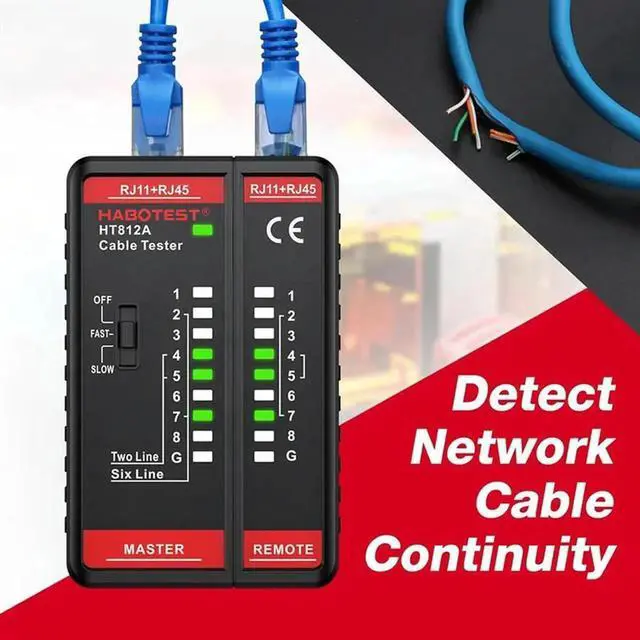 Main image of JAENFONG HABOTEST HT812A Network Cable Tester ,Cable Telephone Line Continuity Test For CAT5/CAT5E/CAT6/CAT6A, UTP/STP Network Test T