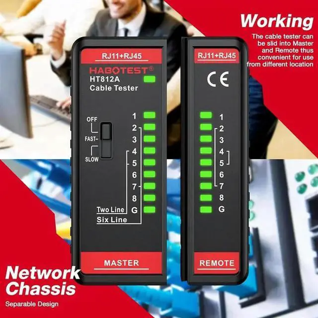 Alt view image 3 of 4 - JAENFONG HABOTEST HT812A Network Cable Tester ,Cable Telephone Line Continuity Test For CAT5/CAT5E/CAT6/CAT6A, UTP/STP Network Test T