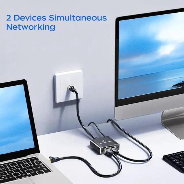 Alt view image 4 of 7 - JAENFONG Ethernet Splitter 1000 Mbps High Speed, RJ45 Internet Cable Splitter 1 to 2 - Cat6 Extended Connector Compatible with Cat5/5e/6/7/8 Cable