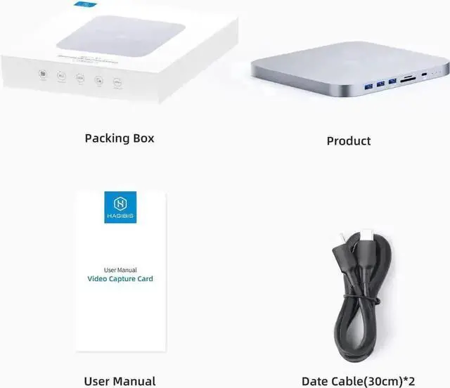 Alt view image 3 of 7 - Hagibis USB-C Hub with Dual Hard Drive Enclosure, Type-C Docking Station for Mac Mini M2, Mac Studio M1 Max Ultra with 2.5inch SATA, M.2 NVMe NGFF, 4K DP1.4, USB3.1 Gen2, USB-C, SD/TF (MC25 Pro DP)