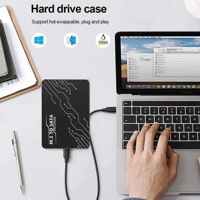 Alt view image 2 of 4 - JAENFONG M.2 Adapter To 2.5 SATA Enclosure with 7mm Case M.2 SATA SSD B KEY To SATA3.0 Adapter Converter Support 2230 2242 2260 2280 SSDs