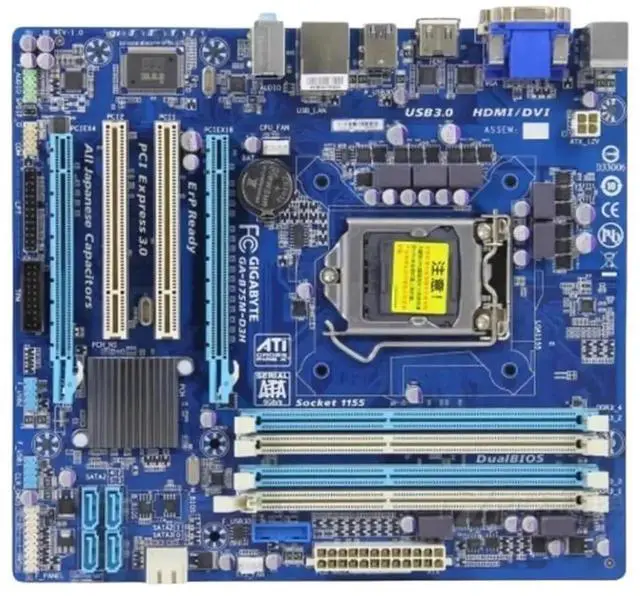 Main image of GA-B75M-D3H Motherboard LGA 1155 DDR3 Memory 32G Desktop Motherboard DVI VGA HDMI USB3
