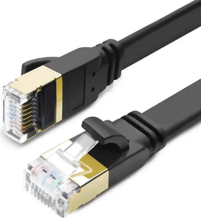 Main image of JAENFONG Ethernet Cable CAT8 Shielded Cable 10ft Faster Than CAT7 CAT6 CAT5e High Speed 40Gbps 2000MHz SFTP Flat Internet Network LAN Cable for Gaming Router Modem PC Switches Hub Xbox (Black10ft)