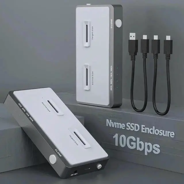Main image of JAENFONG  10Gbps Dual-Bay NVMe M.2 Duplicator Docking Station Offline Clone USB C to NVME SSD Enclosure for M Key NVMe PCIe 2242 2260 2280 22110 M.2 SSDs (NVMe Docking Station Tool-Free Dual-Bay)