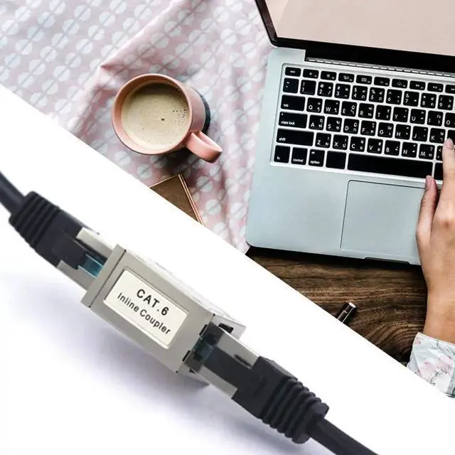 Alt view image 7 of 7 - JAENFONG RJ45 Coupler Shielded, Ethernet Cable Extender CAT6/CAT5E/CAT5 Inline Coupler PoE Female to Female Connector in Silver, 5-Pack