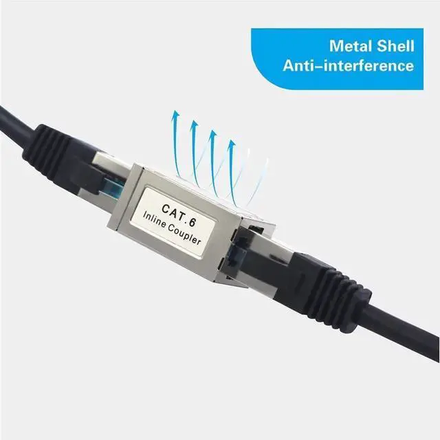 Alt view image 6 of 7 - JAENFONG RJ45 Coupler Shielded, Ethernet Cable Extender CAT6/CAT5E/CAT5 Inline Coupler PoE Female to Female Connector in Silver, 5-Pack