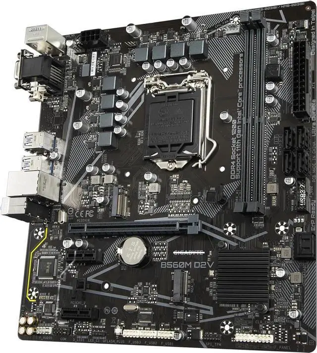Alt view image 5 of 5 - Motherboard Fit forGigabyte B560M D2V for 10/11th Gen forIntel LGA 1200 with I/O Back Plate Shield