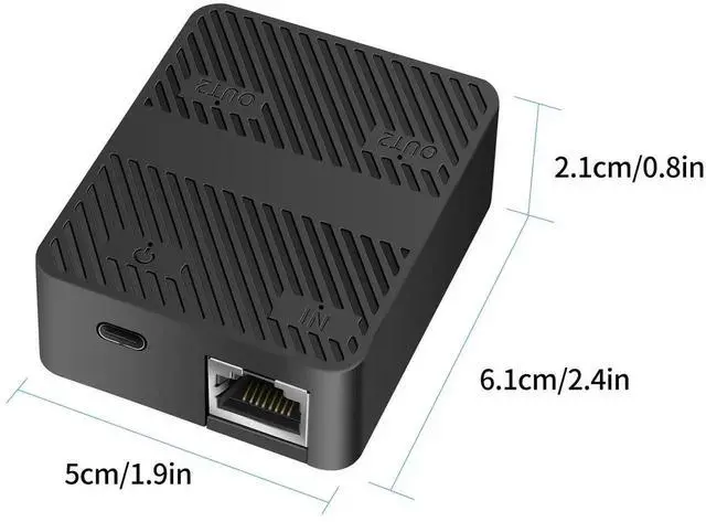 Alt view image 6 of 7 - JAENFONG Ethernet Splitter 1 in 2 Out 100Mbps RJ45 Network Extender Adapter with USB C Power Cable, Network LAN Adapter for Cat5/5e/6/7/8 Cable (2 Devices Simultaneously Networking) (Black)
