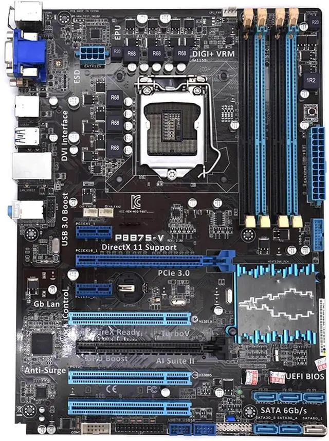 Alt view image 2 of 5 - Fit forASUS P8B75-V Desktop Motherboard forIntel B75 Socket LGA 1155 I3 I5 I7 DDR3 32G SATA3 USB3.0 Computer Motherboards