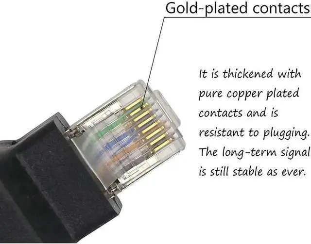 Alt view image 4 of 5 - JAENFONG RJ45 Ethernet LAN Male to Female Cat5 / Cat5e / Cat6 Crossover Adapter(2-Pack),Black (Straight)