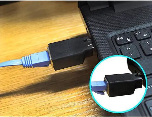 Alt view image 5 of 5 - JAENFONG RJ45 Ethernet LAN Male to Female Cat5 / Cat5e / Cat6 Crossover Adapter(2-Pack),Black (Straight)