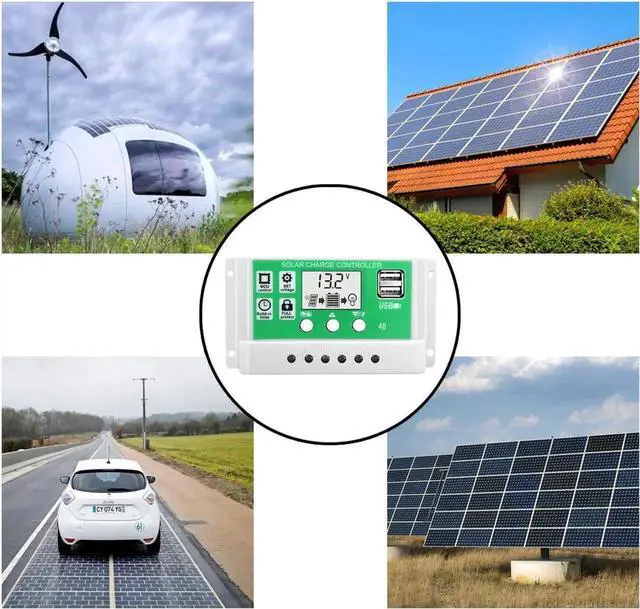 Alt view image 3 of 4 - 30A 12V 24V Solar Charge Controller Lithium Battery LCD Display USB Charged Solar Panel Charger