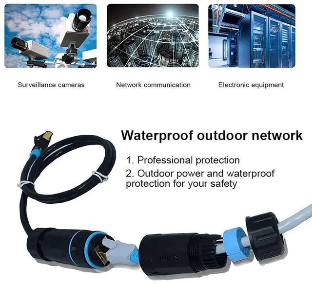 Alt view image 2 of 7 - IP68 Waterproof RJ45 Coupler, Shielded Pure Copper Waterproof Ethernet Coupler, IP68 Waterproof Ethernet Outdoor LAN Cable Connector for Cat5, Cat5e/Cat6/Cat7/Cat8 Ethernet Cable (Black 2 Pack Female)