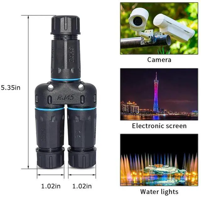 Alt view image 4 of 6 - JAENFONG IP68 Waterproof RJ45 Coupler Splitter, Waterproof Ethernet Coupler 1 in 2 Out Splitter IP68 Ethernet Outdoor LAN Cable Connector for Cat5/Cat5e/Cat6/Cat7/Cat8 Ethernet Cable (1 Pair Female)
