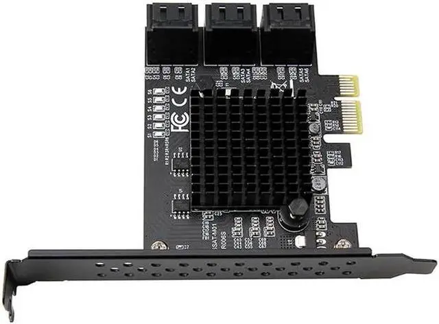 Alt view image 5 of 5 - JAENFONG 6 Ports SATA Card Marvell 88SE9215 chip SATA 3.0 to PCIe Expansion Card PCI Express SATA Adapter SATA3 Converter with Data Cable