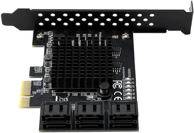 Alt view image 2 of 5 - JAENFONG 6 Ports SATA Card Marvell 88SE9215 chip SATA 3.0 to PCIe Expansion Card PCI Express SATA Adapter SATA3 Converter with Data Cable