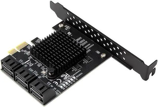 Alt view image 4 of 5 - JAENFONG 6 Ports SATA Card Marvell 88SE9215 chip SATA 3.0 to PCIe Expansion Card PCI Express SATA Adapter SATA3 Converter with Data Cable