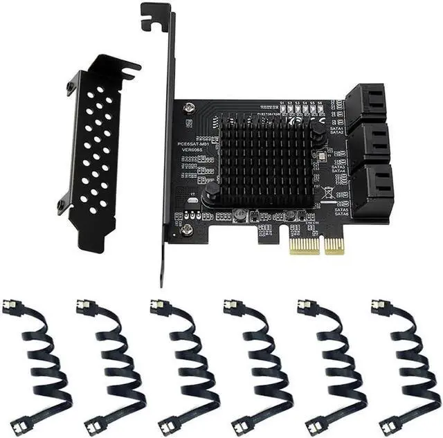 Main image of JAENFONG 6 Ports SATA Card Marvell 88SE9215 chip SATA 3.0 to PCIe Expansion Card PCI Express SATA Adapter SATA3 Converter with Data Cable