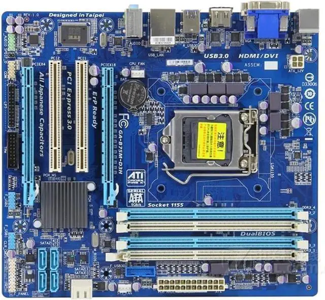 Main image of Kinlop Desktop Computer Motherboard Fit for Motherboard forGigabyte GA-B75M-D3H LGA 1155 DDR3 Boards B75M-D3H 32GB VGA DVI B75 Desktop Motherboard