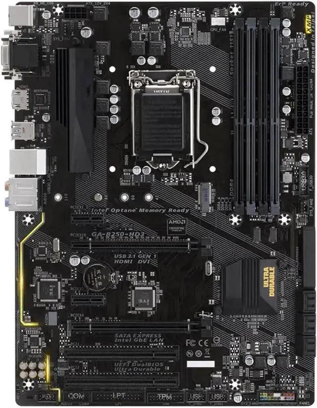 Alt view image 4 of 4 - Computer Motherboards Fit forGigabyte B250 HD3 Desktop Motherboard LGA 1151 Support 6th/7th-Gen I7 I5 I3 DDR4 64GB M.2 SSD