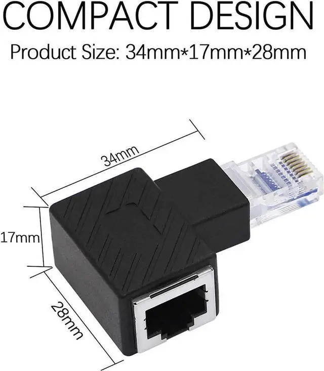 Alt view image 3 of 5 - JAENFONG Cat5e/Cat6 RJ45 Ethernet Adapter2Pack 90 Degree Ethernet RJ45 / 8P8C Male to Female Right Angle Adapter Support Cat6 / Cat5e / Cat5 Standard LAN CableLeft
