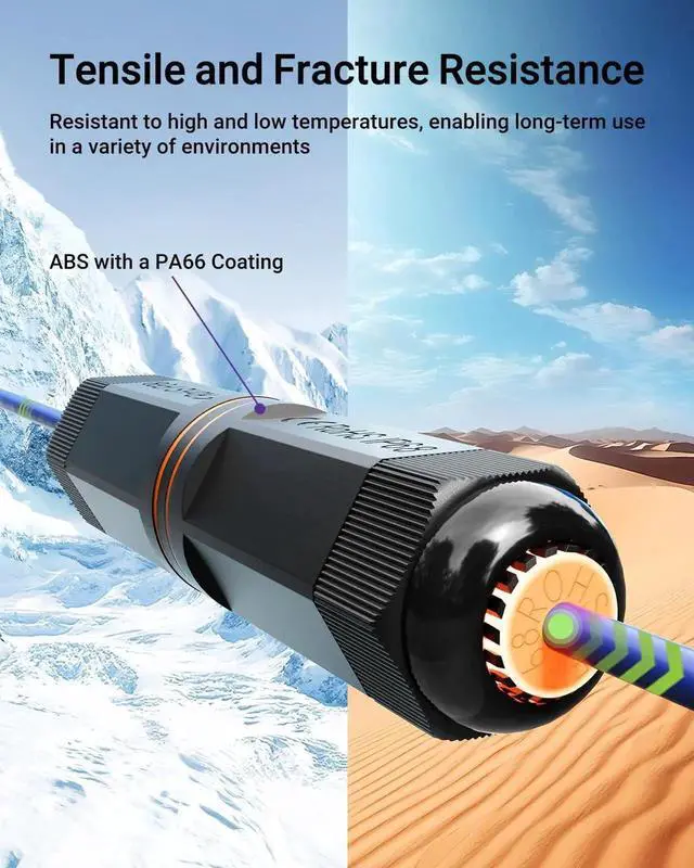 Alt view image 2 of 7 - JAENFONG Ethernet Coupler Outdoor CAT6A 10Gbps, Female-to-Female Waterproof RJ45 Connector Shielded, IP68 Network Cable Extender for Weatherproof Use 5-Pack, 5.3 in