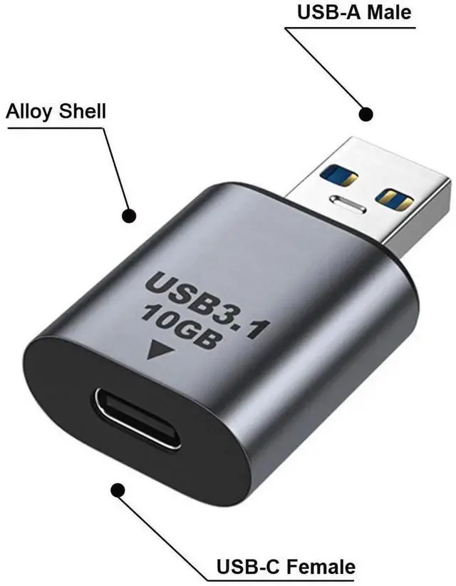 Alt view image 5 of 6 - JAENFONG Adapter USB-C USB 3.1 Type C Female to USB 3.0 A Male Data Adapter 10Gbps Data Power for Laptop Tablet Phone