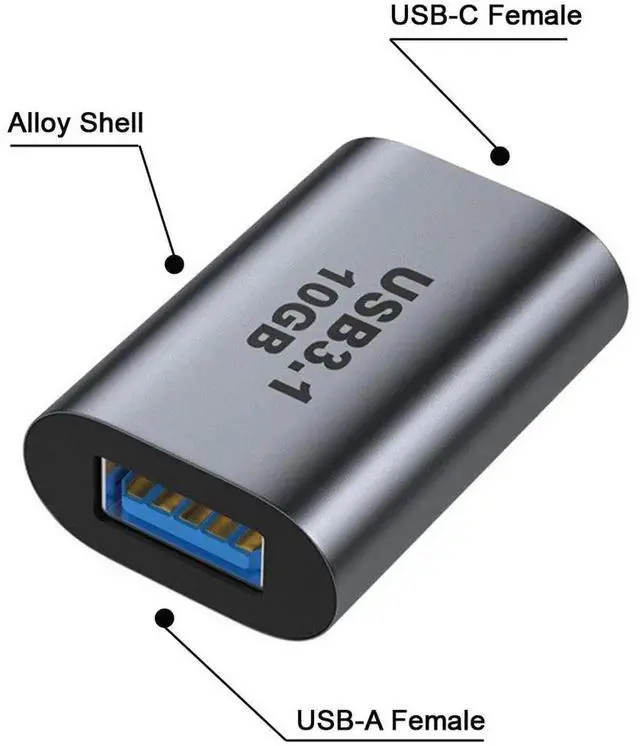 Alt view image 4 of 6 - JAENFONG Adapter USB-C USB 3.1 Type C Female to USB 3.0 A Female Data Adapter 10Gbps Data Power for Laptop Tablet Phone