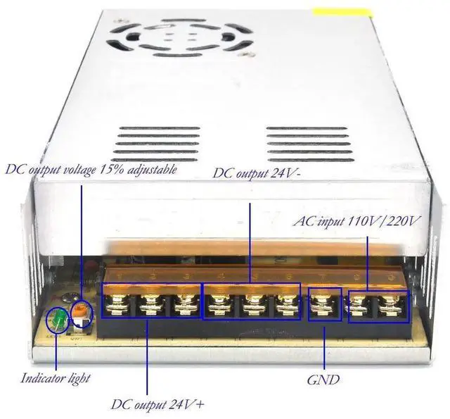 Alt view image 6 of 7 - DC 24V 15A 360W Power Supply Universal Regulated Switching Transformer Adapter Driver 110V/220V AC Input for LED Strip CCTV Radio Computer Project