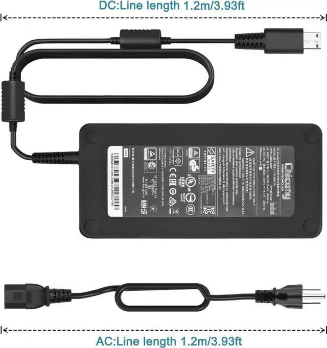 Alt view image 3 of 6 - 280W ADP-280BB B A18-280P1A Power Charger for M.SI Chicony GS77 GE66 GE76 Raider GP76 GP66 Leopard S93-0409330-C54 Clevo X170SM-G X170KM-G Laptop AC Adapter