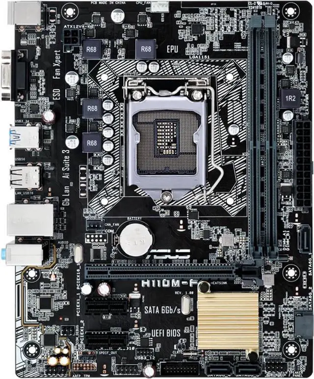 Main image of Motherboard Fit forASUS H110M-F for 6/7th Gen forIntel LGA 1151 with I/O Back Plate Shield - Industrial PackagedNon-Original Packaging