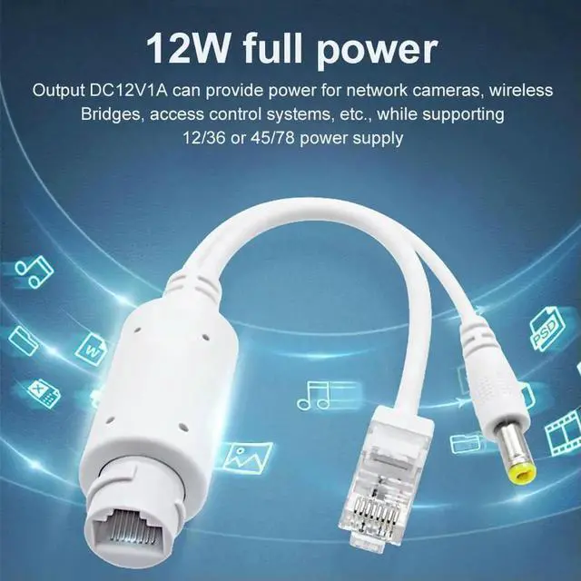 Alt view image 2 of 4 - JAENFONG 48V To 12V POE Spliter Adapter Waterproof Video And Power Adapter Cable IEEE802.3af/at Compliant IP Camera Splitter 10/100Mbps