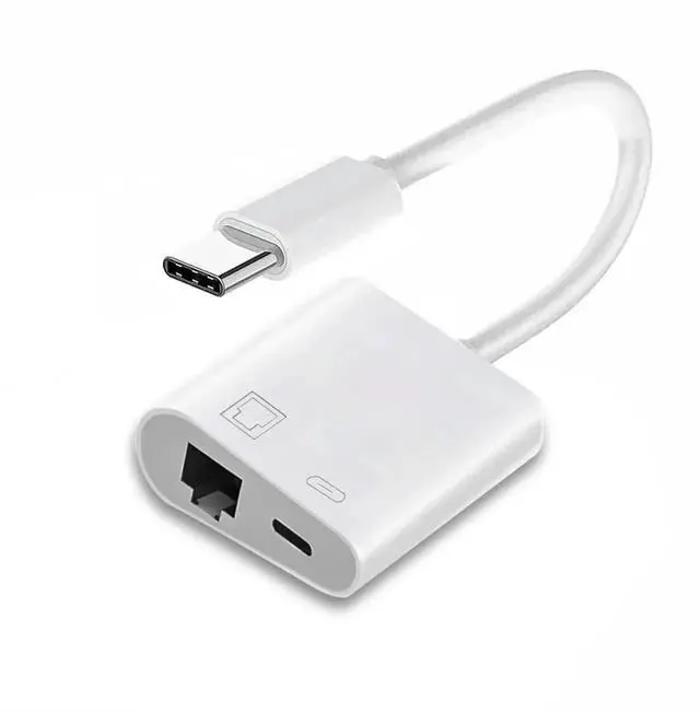 Main image of JAENFONG Type C USB-C to 100Mbps Networking RJ45 with PD Power Charge Adapter Compatible with Laptop Tablet Phone