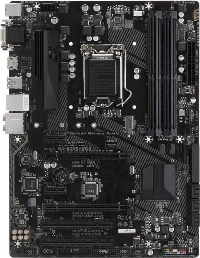 Alt view image 3 of 3 - Computer Motherboards Fit forGigabyte B250 HD3 Desktop Motherboard LGA 1151 Support 6th/7th-Gen I7 I5 I3 DDR4 64GB M.2 SSD