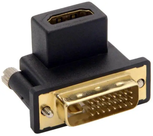 Alt view image 4 of 7 - JAENFONG HDMI to DVI Adapter,DVI Male to HDMI Female 90 Degree UP Angled Gold Plating Bidirectional Converter Adapter for TV, Monitor, Computer