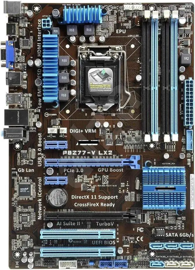 Main image of Motherboard Fit forASUS P8Z77-V LX2 forIntel LGA 1155 with I/O Back Plate Shield