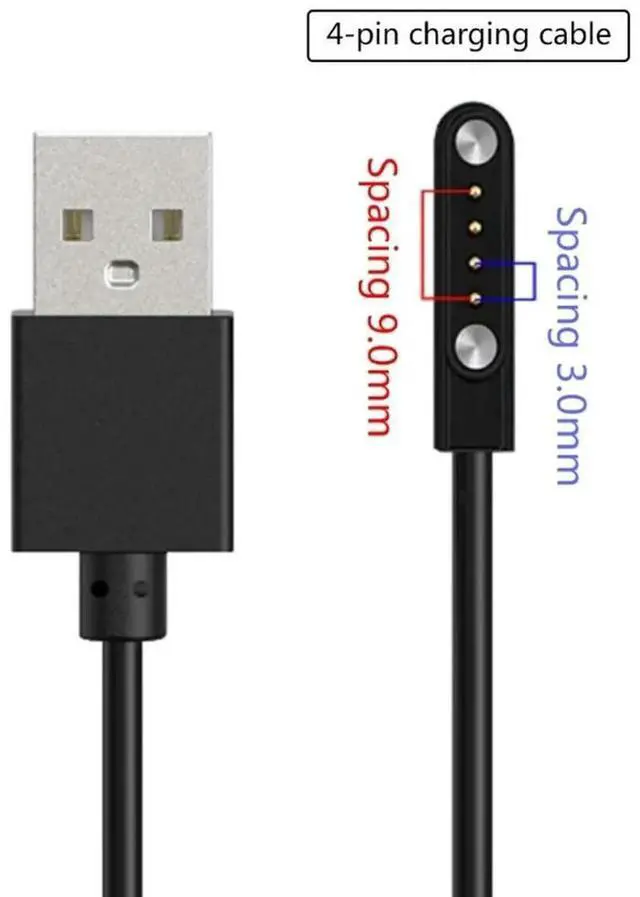 Main image of JAENFONG Universal 4pin 9mm 3.0mm Space Watch Magnetic Charging Cable USB 2.0 Male To 4 Pin Magnetic Charger Line For Watch