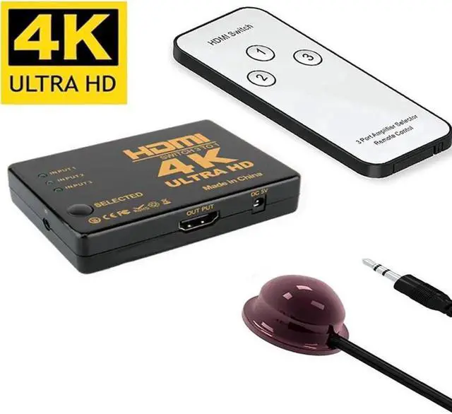 Main image of HDMI-compatible Switch 4K,3 Ports HDMI-compatible Switcher 4K@30Hz, 3D, Full HD, 1080P, 3 in 1 Out(3x1) Hub Switching w/ IR Remote Controller for PS4/PS3/PRO/Xbox/360/DVD Game Home