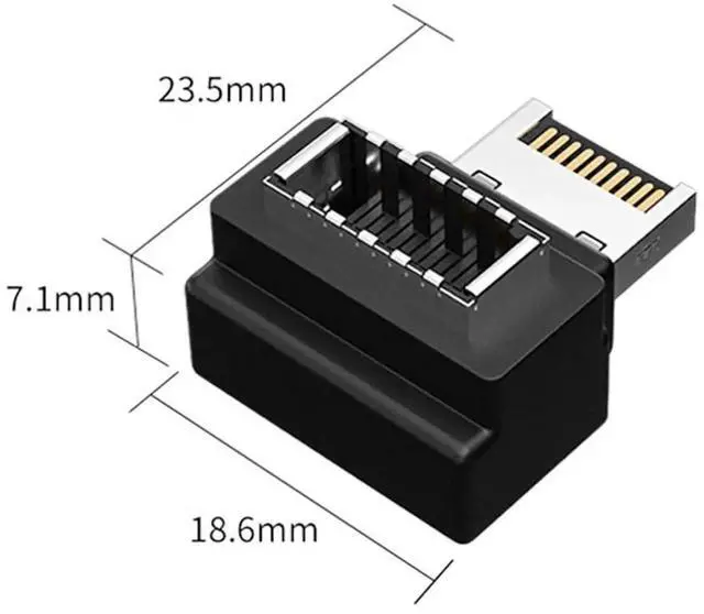 Alt view image 4 of 7 - JAENFONG Adapter 20pin Type-E Male to Type-E USB 3.1 Front Panel Header Female Motherboard Extension Data Adapter 90 Degree Angled