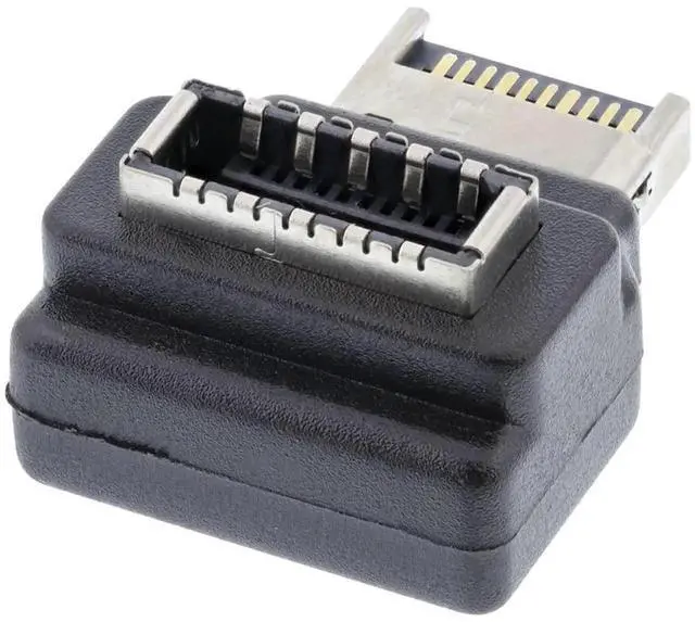 Alt view image 2 of 7 - JAENFONG Adapter 20pin Type-E Male to Type-E USB 3.1 Front Panel Header Female Motherboard Extension Data Adapter 90 Degree Angled