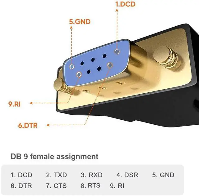Alt view image 3 of 7 - JAENFONG CableCreation USB to RS232 Adapter with FTDI Chipset, USB 2.0 Male to RS232 Female DB9 Serial Converter for Cashier Register, Modem, Scanner, Industriual Machinery, CNC and Above,Black
