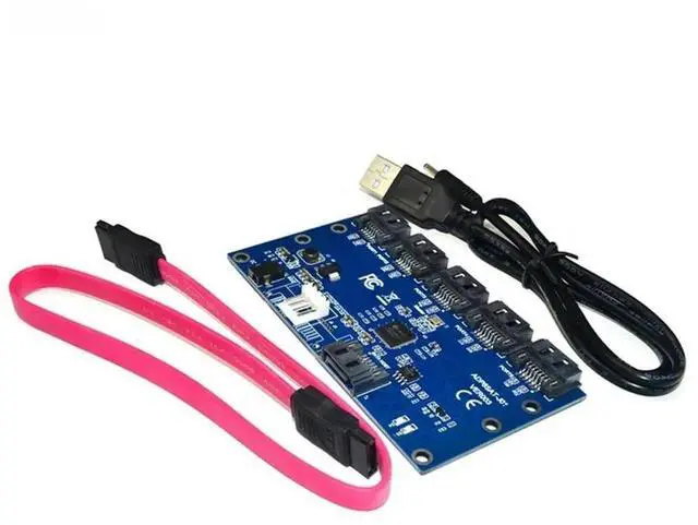 Alt view image 3 of 3 - JAENFONG FOR 1 to 5 Port SATA Expansion Card SATA3.0 Controller Card Motherboard SATA Port Multiplier Riser Card HUB Adapter for HDD Computer