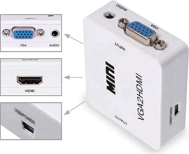 Alt view image 3 of 5 - VGA to HDMI-compatible Adpater ,HD 1080P VGA w/ Audio to HDMI-compatible Audio Video Converter for HDTVs, monitors, displayers, Laptop Desktop Computer